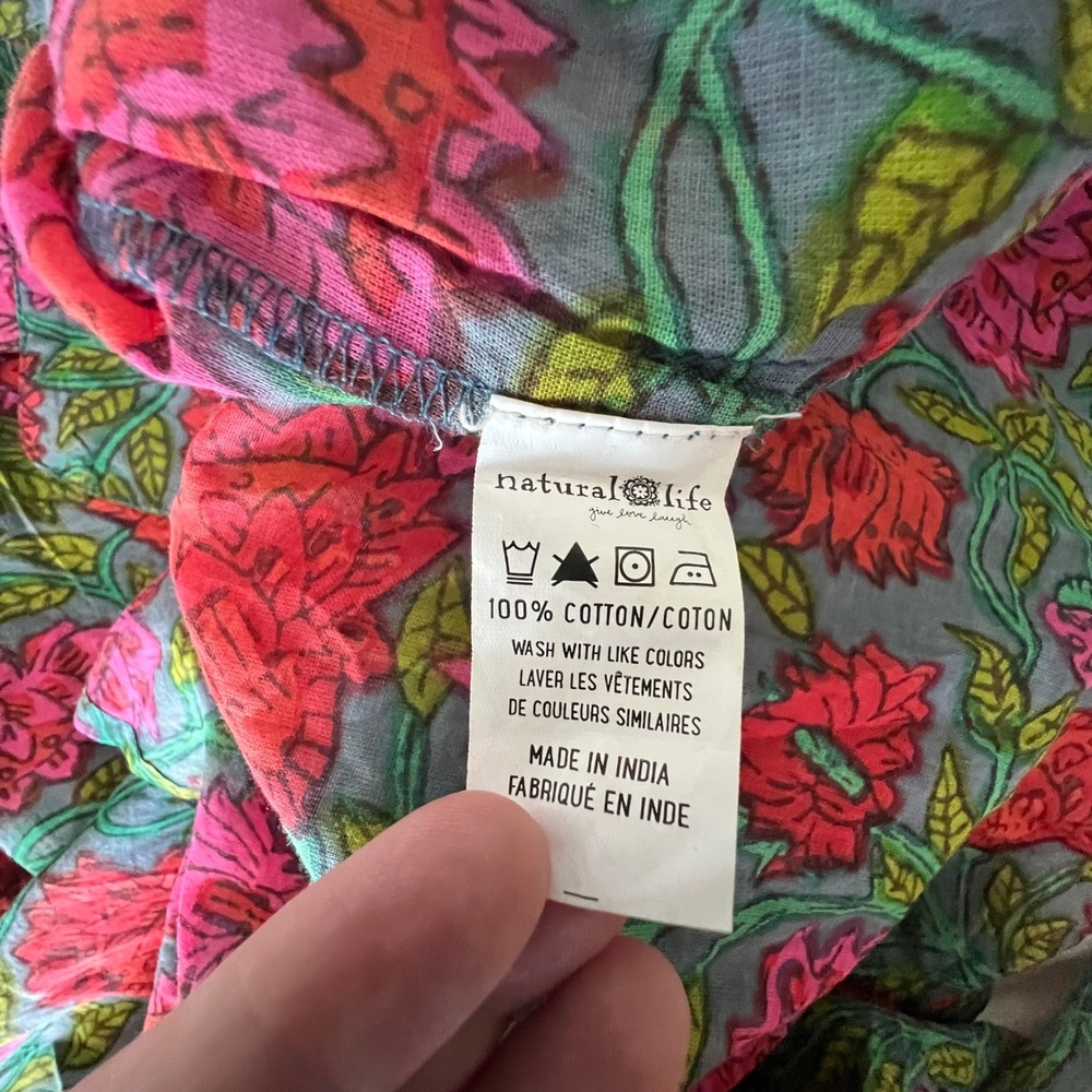 Natural Life Dreamy Cotton Pajama Set XL Blue Lush Zinnias Long Sleeve Sleepwear - Picture 5 of 12